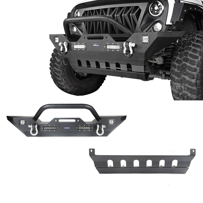 Mid Width Front Bumper & Front Skid Plate(07-18 Jeep Wrangler JK)-LandShaker