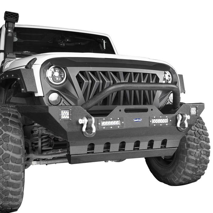 Mid Width Front Bumper & Front Skid Plate(07-18 Jeep Wrangler JK)-LandShaker