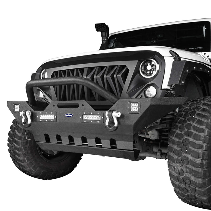 Mid Width Front Bumper & Front Skid Plate(07-18 Jeep Wrangler JK)-LandShaker