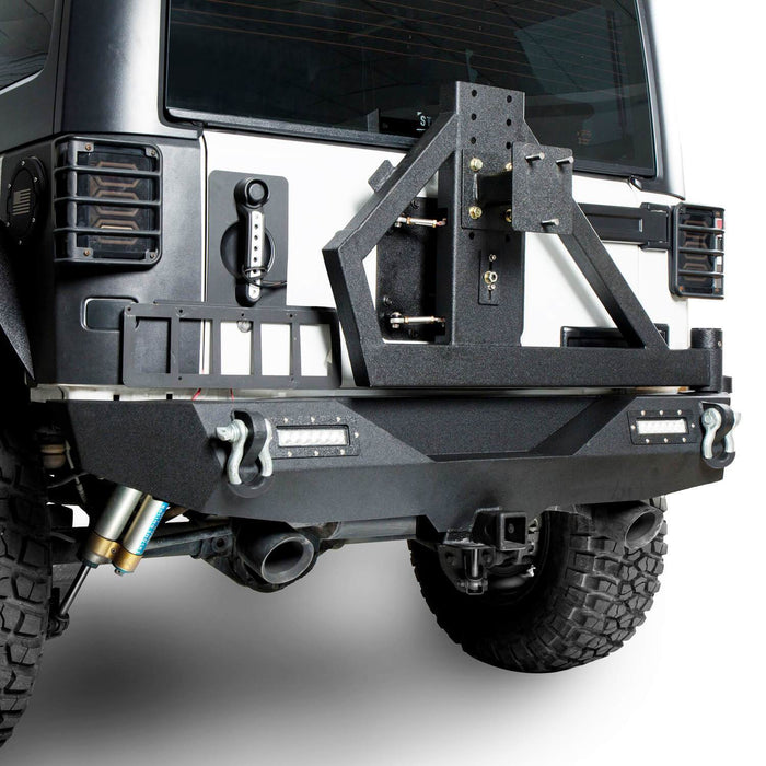 Different Trail Rear Bumper w/Tire Carrier & LED Floodlights(07-18 Jeep Wrangler JK)-LandShaker