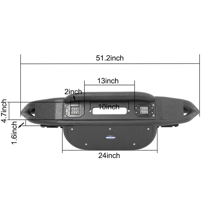 Stubby Tube Front Bumper w/Winch Plate & LED Spotlights(07-18 Jeep Wrangler JK)-LandShaker