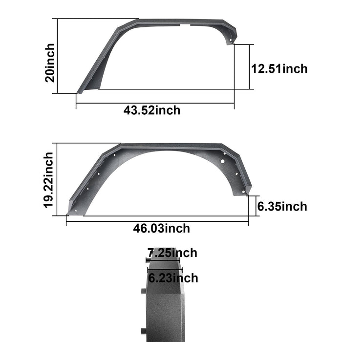 Flat Tube Fender Flares(07-18 Jeep Wrangler JK)-LandShaker