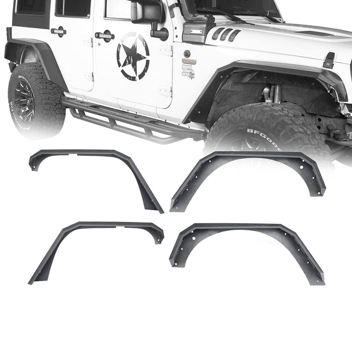 Flat Tube Fender Flares(07-18 Jeep Wrangler JK)-LandShaker