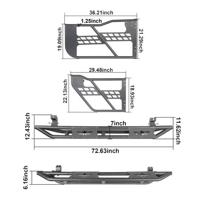 4 Door Tubular Door & Running Boards(18-23 Jeep Wrangler JL)-LandShaker