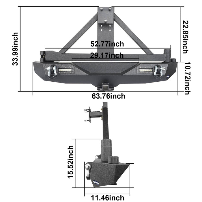 JL Rear Bumper w/Tire Carrier & LED Floodlights(18-23 Jeep Wrangler JL)-LandShaker