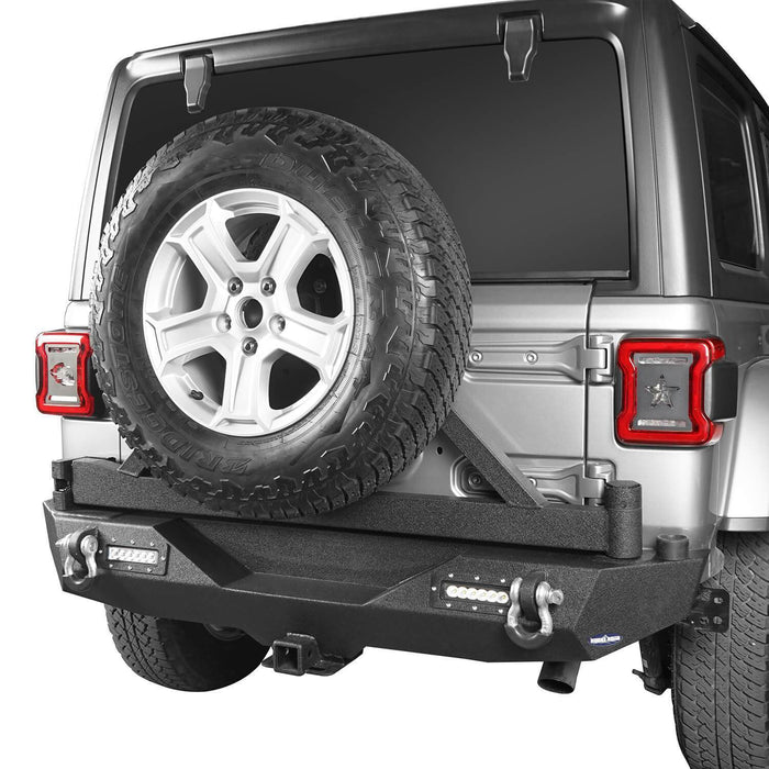 JL Rear Bumper w/Tire Carrier & LED Floodlights(18-23 Jeep Wrangler JL)-LandShaker