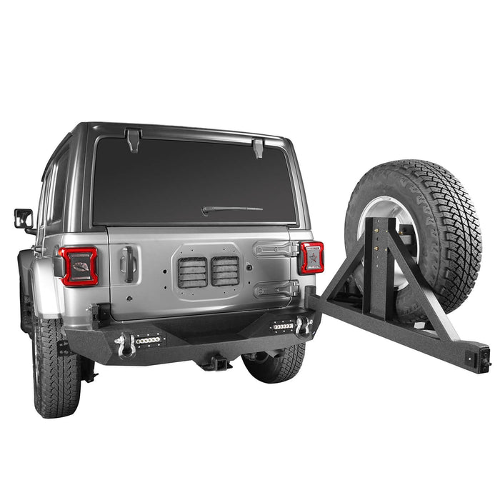 JL Rear Bumper w/Tire Carrier & LED Floodlights(18-23 Jeep Wrangler JL)-LandShaker