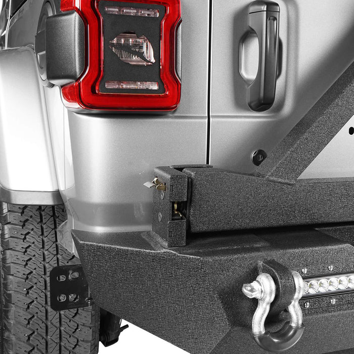 JL Rear Bumper w/Tire Carrier & LED Floodlights(18-23 Jeep Wrangler JL)-LandShaker