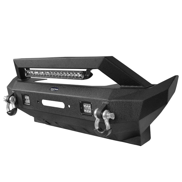 Rock Crawler Stubby Front Bumper w/LED Spotlight Bar(18-21Jeep Wrangler JL & 20-22Gladiator JT)-LandShaker