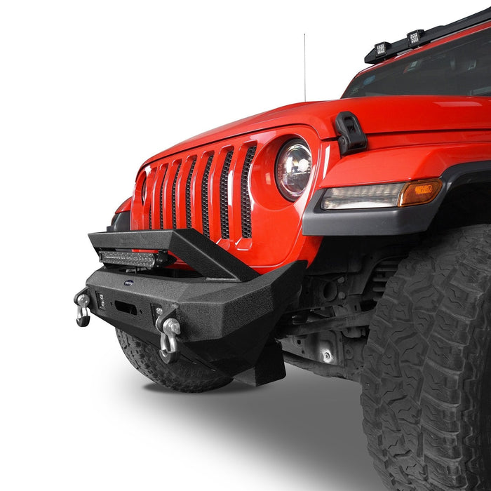 Rock Crawler Stubby Front Bumper w/LED Spotlight Bar(18-21Jeep Wrangler JL & 20-22Gladiator JT)-LandShaker