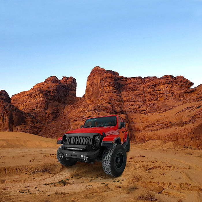 Rock Crawler Stubby Front Bumper w/LED Spotlight Bar(18-21Jeep Wrangler JL & 20-22Gladiator JT)-LandShaker