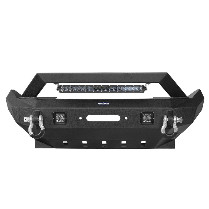 Rock Crawler Stubby Front Bumper w/LED Spotlight Bar(18-24Jeep Wrangler JL & 20-24Gladiator JT)-LandShaker