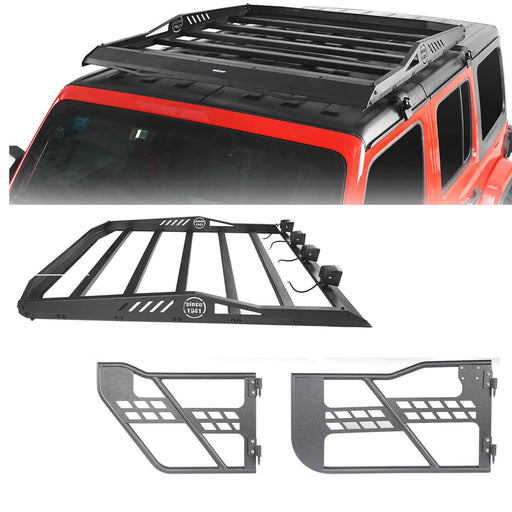 4-Door Hard Top Roof Rack & Tubular Half Doors(20-23 Jeep Gladiator JT)-LandShaker