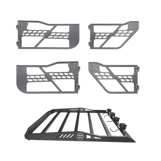 4-Door Hard Top Roof Rack & Tubular Half Doors(20-24 Jeep Gladiator JT)-LandShaker