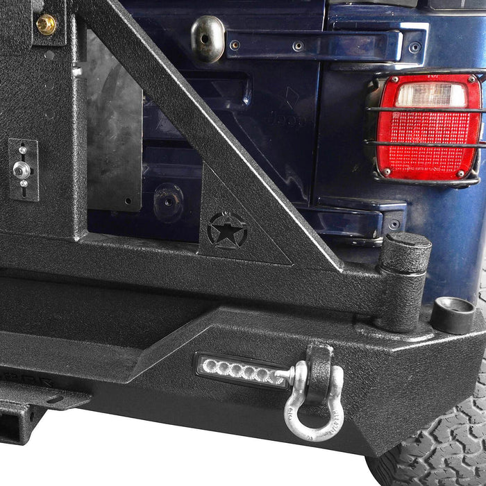 SINGLE ACTION Rear Bumper w/Tire Carrier & Receiver Hitch(97-06 Jeep Wrangler TJ)-LandShaker