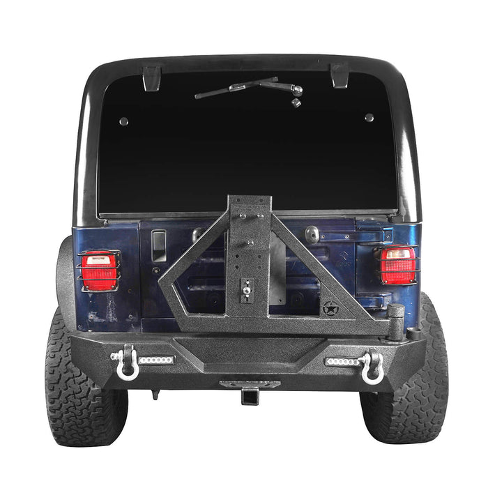 SINGLE ACTION Rear Bumper w/Tire Carrier & Receiver Hitch(97-06 Jeep Wrangler TJ)-LandShaker