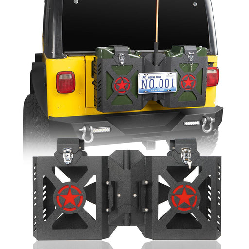 Double Jerry Gas Can Holder Tailgate Mount(97-06 Jeep Wrangler TJ)-LandShaker