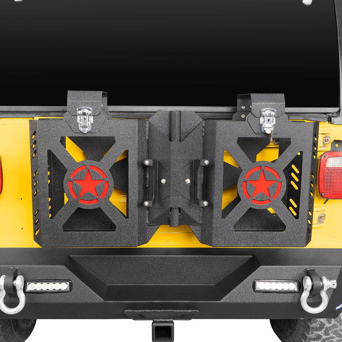 Double Jerry Gas Can Holder Tailgate Mount(97-06 Jeep Wrangler TJ)-LandShaker