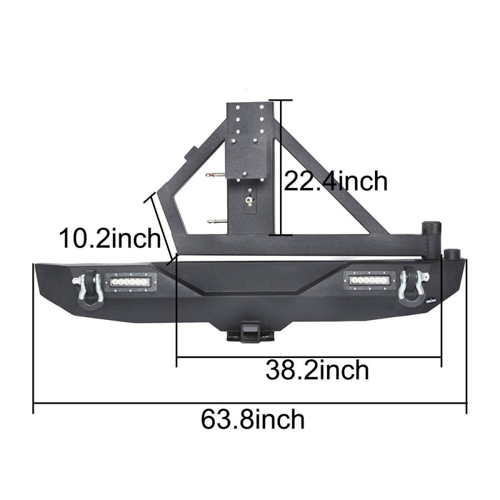 Lotus Tubular Stubby Front Bumper & Different Trail Rear Bumper w/Tire Carrier Combo(07-18 Jeep Wrangler JK JKU)-LandShaker