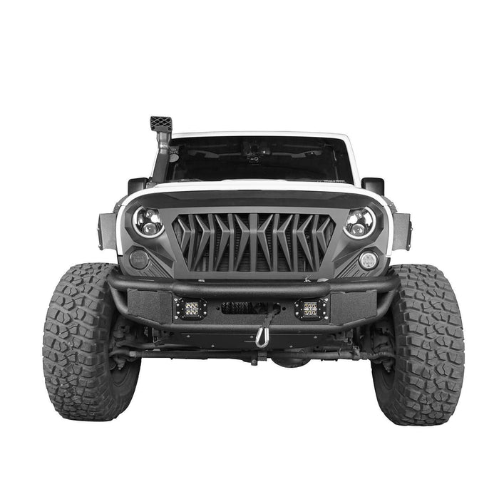 Lotus Tubular Stubby Front Bumper & Different Trail Rear Bumper w/Tire Carrier Combo(07-18 Jeep Wrangler JK JKU)-LandShaker