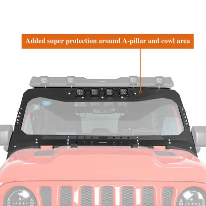 Mad Max Front Bumper w/Wings & Windshield Frame Cover(18-25 Jeep Wrangler JL & Gladiator JT(Excluding Mojave))-LandShaker