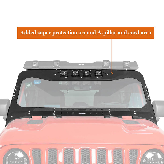 Mad Max Front Bumper w/Wings & Windshield Frame Cover(18-22 Jeep Wrangler JL & Gladiator JT(Excluding Mojave))-LandShaker
