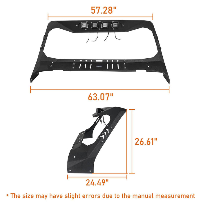 Mad Max Front Bumper w/Wings & Windshield Frame Cover(18-22 Jeep Wrangler JL & Gladiator JT(Excluding Mojave))-LandShaker