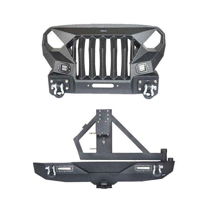 Mad Max Front Bumper & Rear Bumper w/Tire Carrier(07-18 Jeep Wrangler JK)-LandShaker