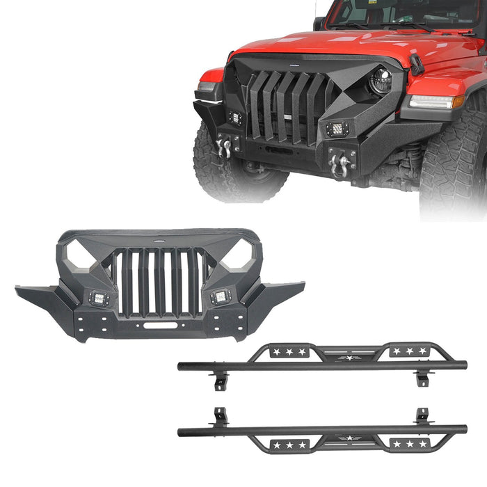 Mad Max Front Bumper Grill & Side Steps(18-23 Jeep Wrangler JL 4 Door)-LandShaker