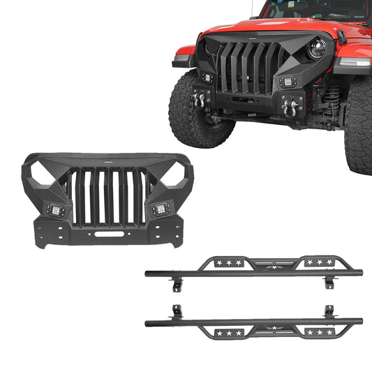 Mad Max Front Bumper with Grill & Side Steps(18-25 Jeep Wrangler JL 4 Door)-LandShaker
