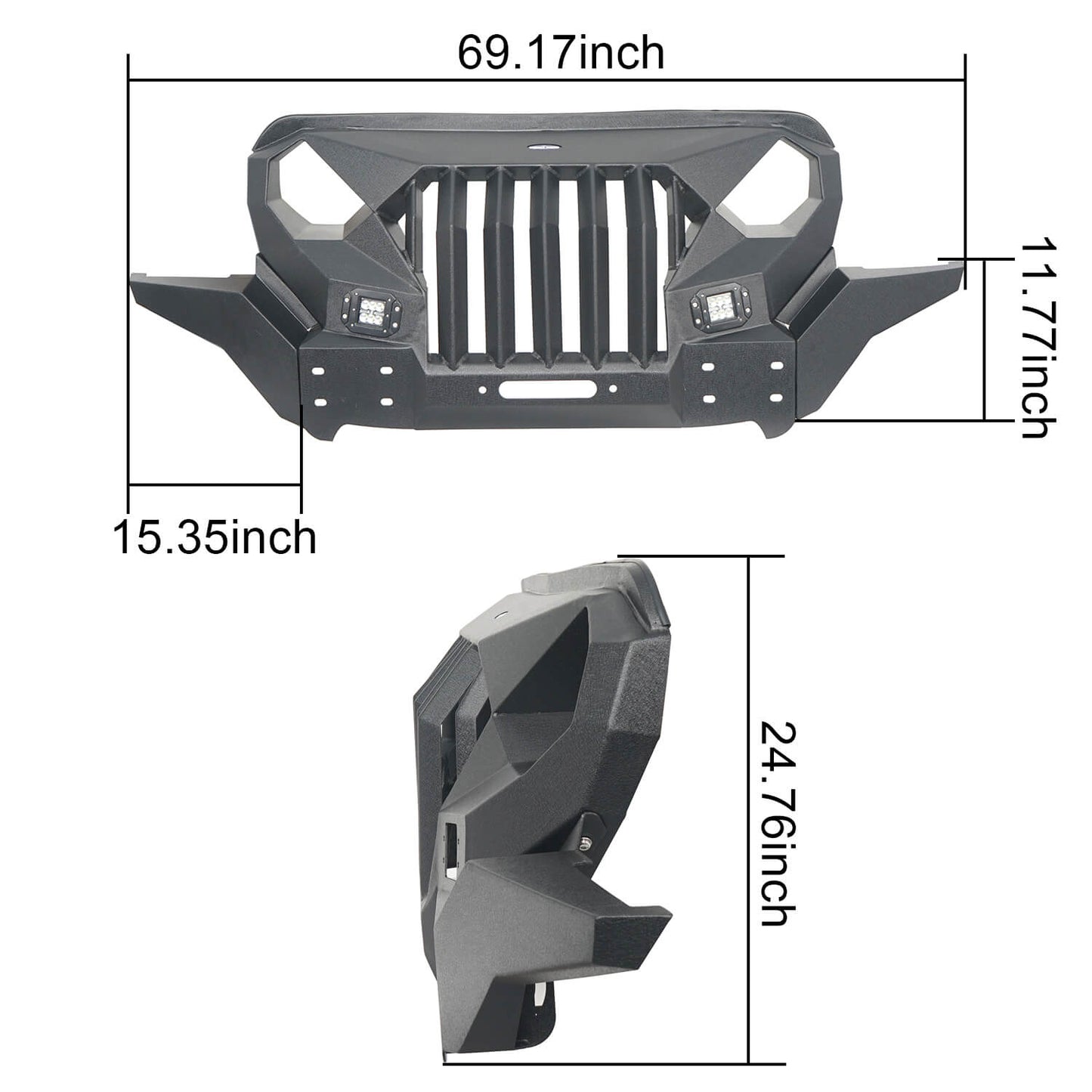 Mad Max Front Bumper w/Wings & Windshield Frame Cover(18-25 Jeep Wrangler JL & Gladiator JT(Excluding Mojave))-LandShaker