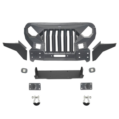 Mad Max Front Bumper w/Wings & Windshield Frame Cover(18-25 Jeep Wrangler JL & Gladiator JT(Excluding Mojave))-LandShaker