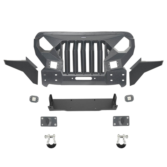 Mad Max Front Bumper w/Wings & Windshield Frame Cover(18-22 Jeep Wrangler JL & Gladiator JT(Excluding Mojave))-LandShaker