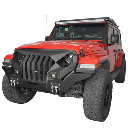 Mad Max Front Bumper w/Wings & Windshield Frame Cover(18-25 Jeep Wrangler JL & Gladiator JT(Excluding Mojave))-LandShaker