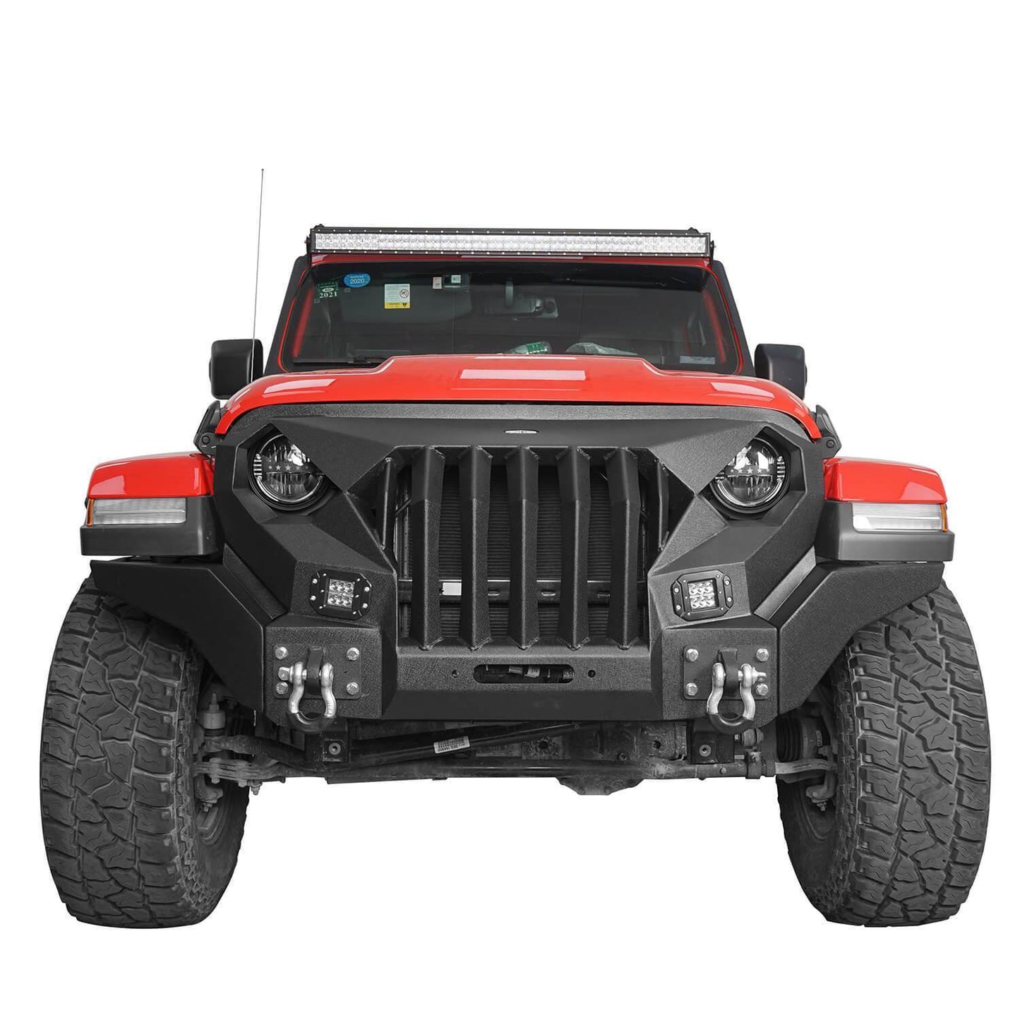 Mad Max Front Bumper w/Wings & Windshield Frame Cover(18-25 Jeep Wrangler JL & Gladiator JT(Excluding Mojave))-LandShaker