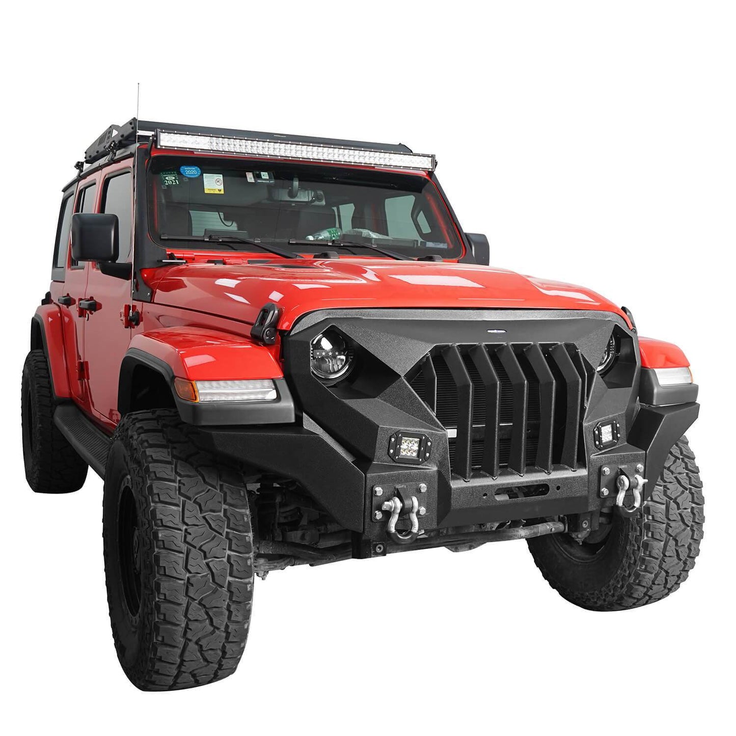Mad Max Front Bumper w/Wings & Windshield Frame Cover(18-25 Jeep Wrangler JL & Gladiator JT(Excluding Mojave))-LandShaker