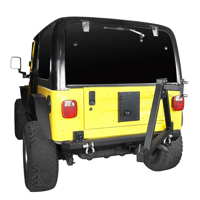 Matte Black Rear Bumper ww/ Tire Carrier & Hitch Receiver(97-06 Jeep Wrangler TJ)-LandShaker