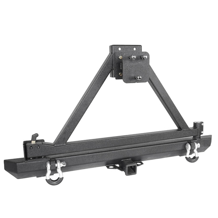 Matte Black Rear Bumper ww/ Tire Carrier & Hitch Receiver(97-06 Jeep Wrangler TJ)-LandShaker