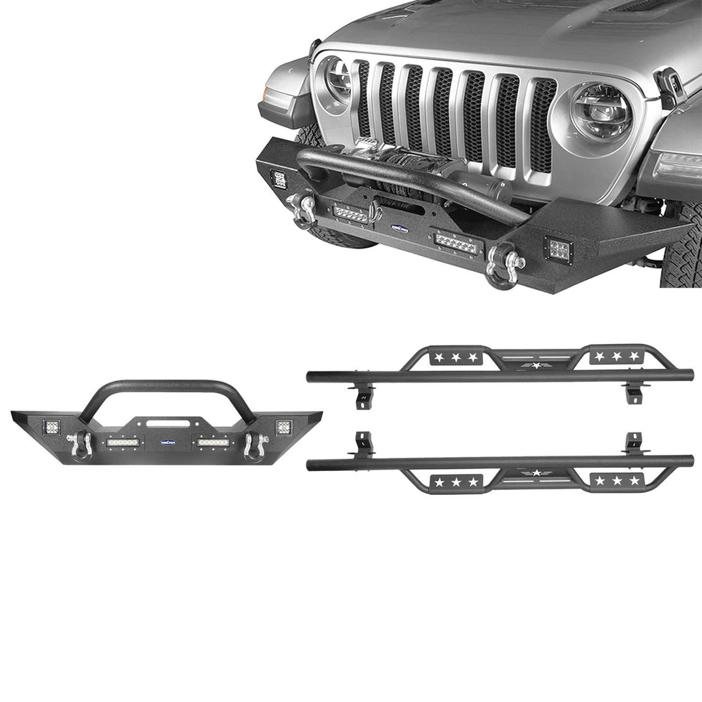 Mid Width Front Bumper & Side Steps(18-24 Jeep Wrangler JL 4 Door)-LandShaker