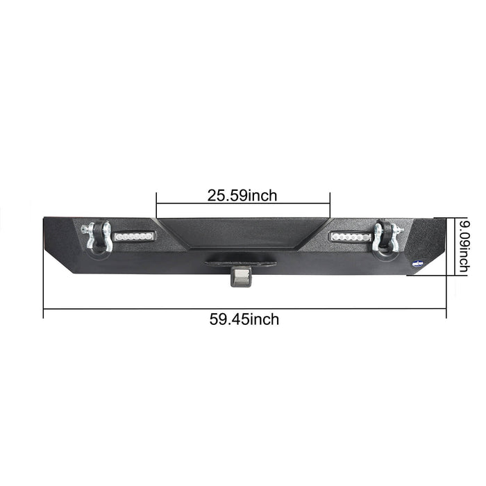 Different Trail Rear Bumper w/2Inch Hitch Receiver & 2 x 18W LED Accent Lights(87-06 Jeep Wrangler TJ YJ)-LandShaker
