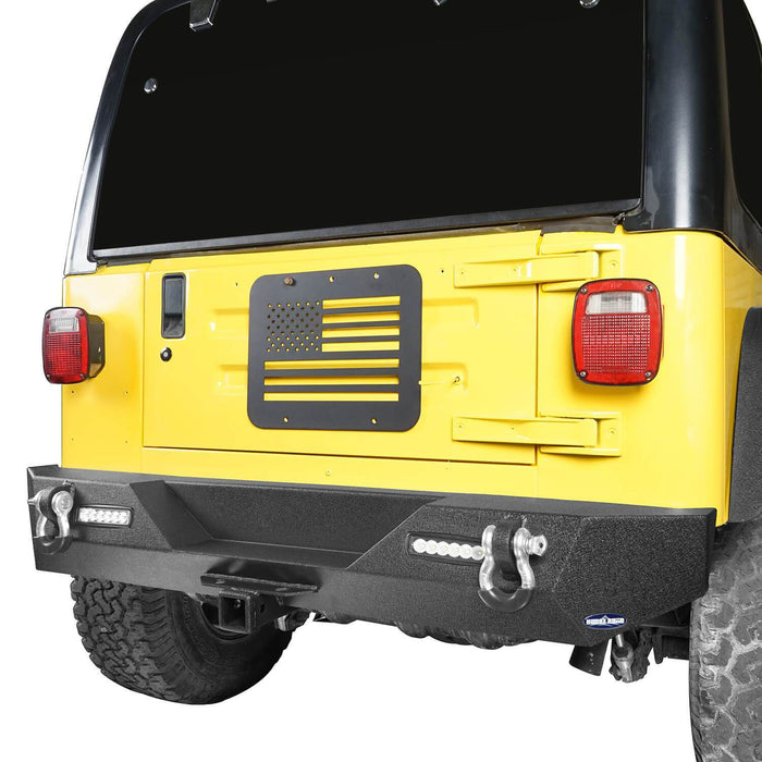 Different Trail Rear Bumper w/2Inch Hitch Receiver & 2 x 18W LED Accent Lights(87-06 Jeep Wrangler TJ YJ)-LandShaker