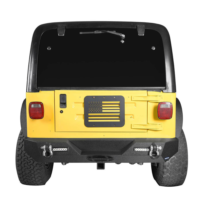 Different Trail Rear Bumper w/2Inch Hitch Receiver & 2 x 18W LED Accent Lights(87-06 Jeep Wrangler TJ YJ)-LandShaker