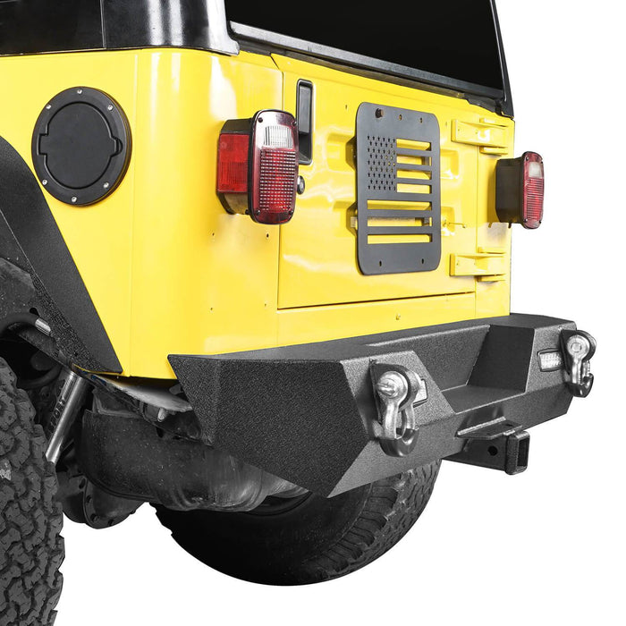 Different Trail Rear Bumper w/2Inch Hitch Receiver & 2 x 18W LED Accent Lights(87-06 Jeep Wrangler TJ YJ)-LandShaker