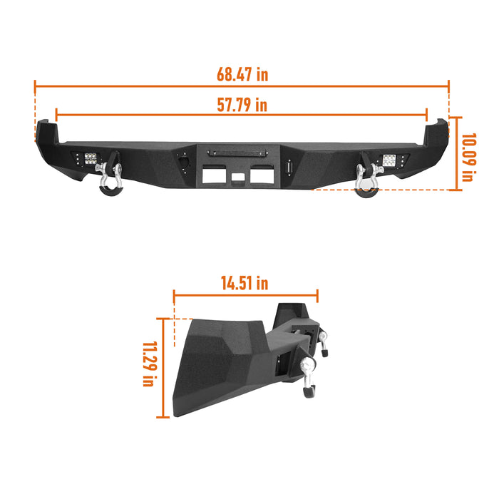 Rear Bumper w/License Plate Mounting Bracket for 2005-2015 Toyota Tacoma Gen 2  - LandShaker 4x4 b4014-10