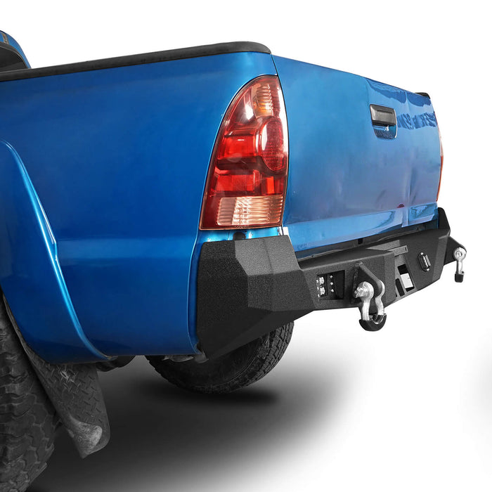 Rear Bumper w/License Plate Mounting Bracket for 2005-2015 Toyota Tacoma Gen 2  - LandShaker 4x4 b4014-4