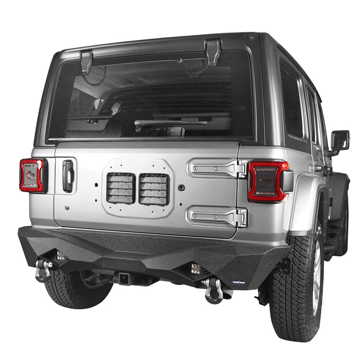 Diomand Style Rear Bumper w/2X 18W LED Floodlights(18-24 Jeep Wrangler JL)-LandShaker