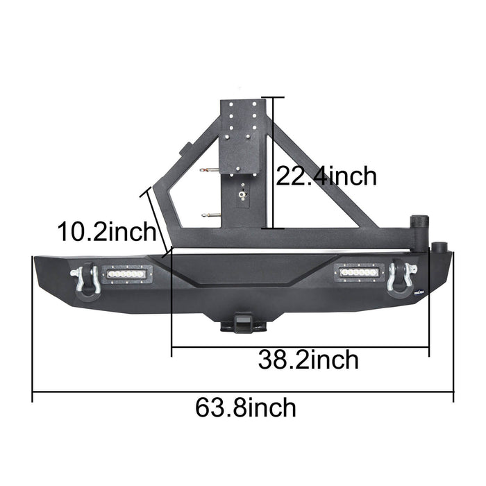 Rock Crawler Stubby Front Bumper & Different Trail Rear Bumper w/Tire Carrier Combo(07-18 Jeep Wrangler JK JKU)-LandShaker