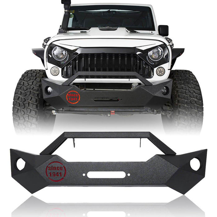 Rock Crawler Stubby Front Bumper & Different Trail Rear Bumper w/Tire Carrier Combo(07-18 Jeep Wrangler JK JKU)-LandShaker