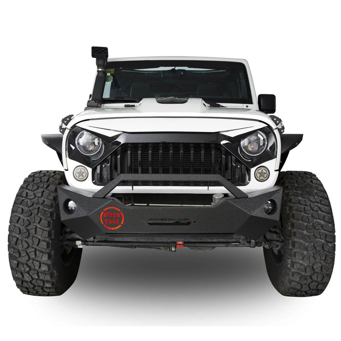 Rock Crawler Stubby Front Bumper & Different Trail Rear Bumper w/Tire Carrier Combo(07-18 Jeep Wrangler JK JKU)-LandShaker