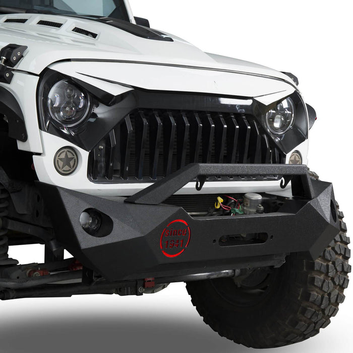 Rock Crawler Stubby Front Bumper & Different Trail Rear Bumper w/Tire Carrier Combo(07-18 Jeep Wrangler JK JKU)-LandShaker